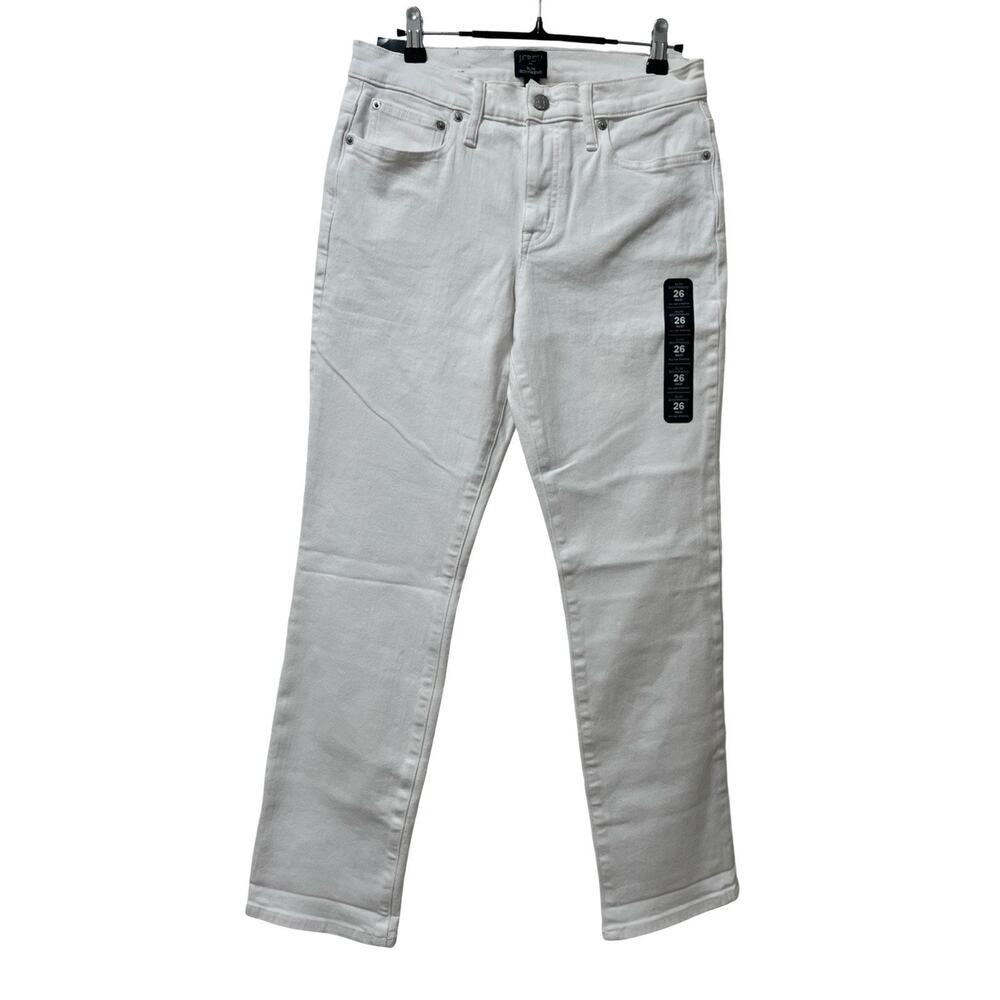 J Crew Womens Slim Boyfriend Straight Leg Jeans Size 26 White Stretch Denim NWT